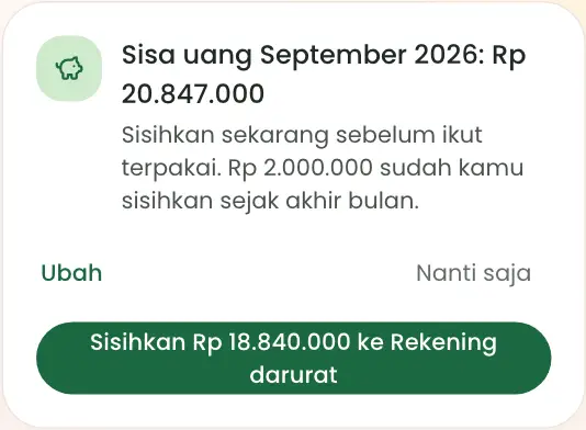 Kotak usulan menyisihkan sisa uang bulan lalu