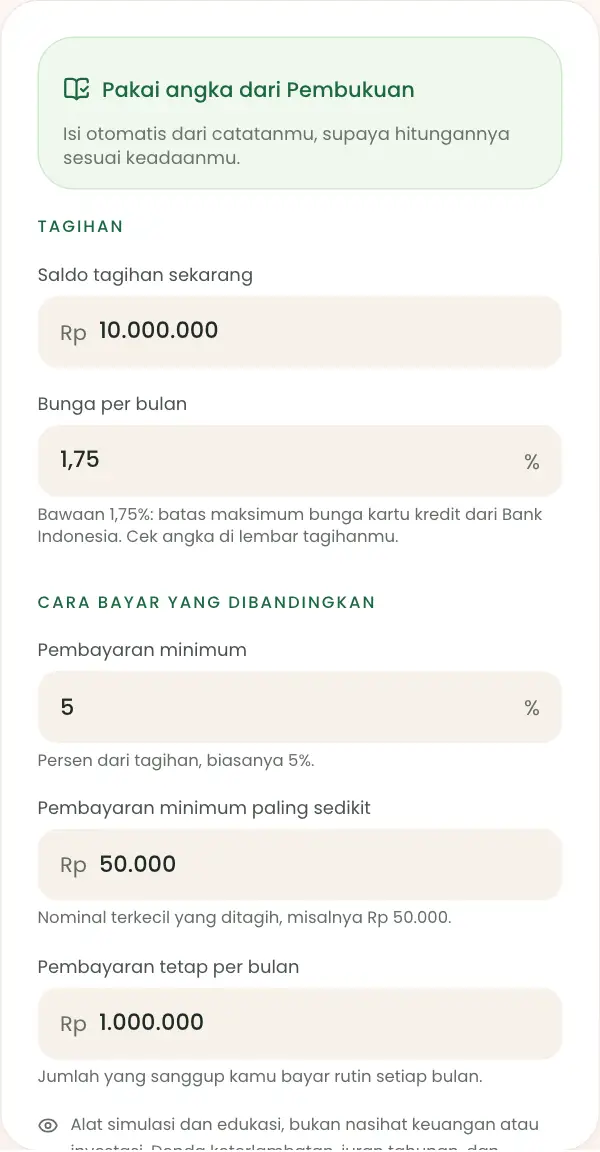 Isian kartu kredit dan paylater