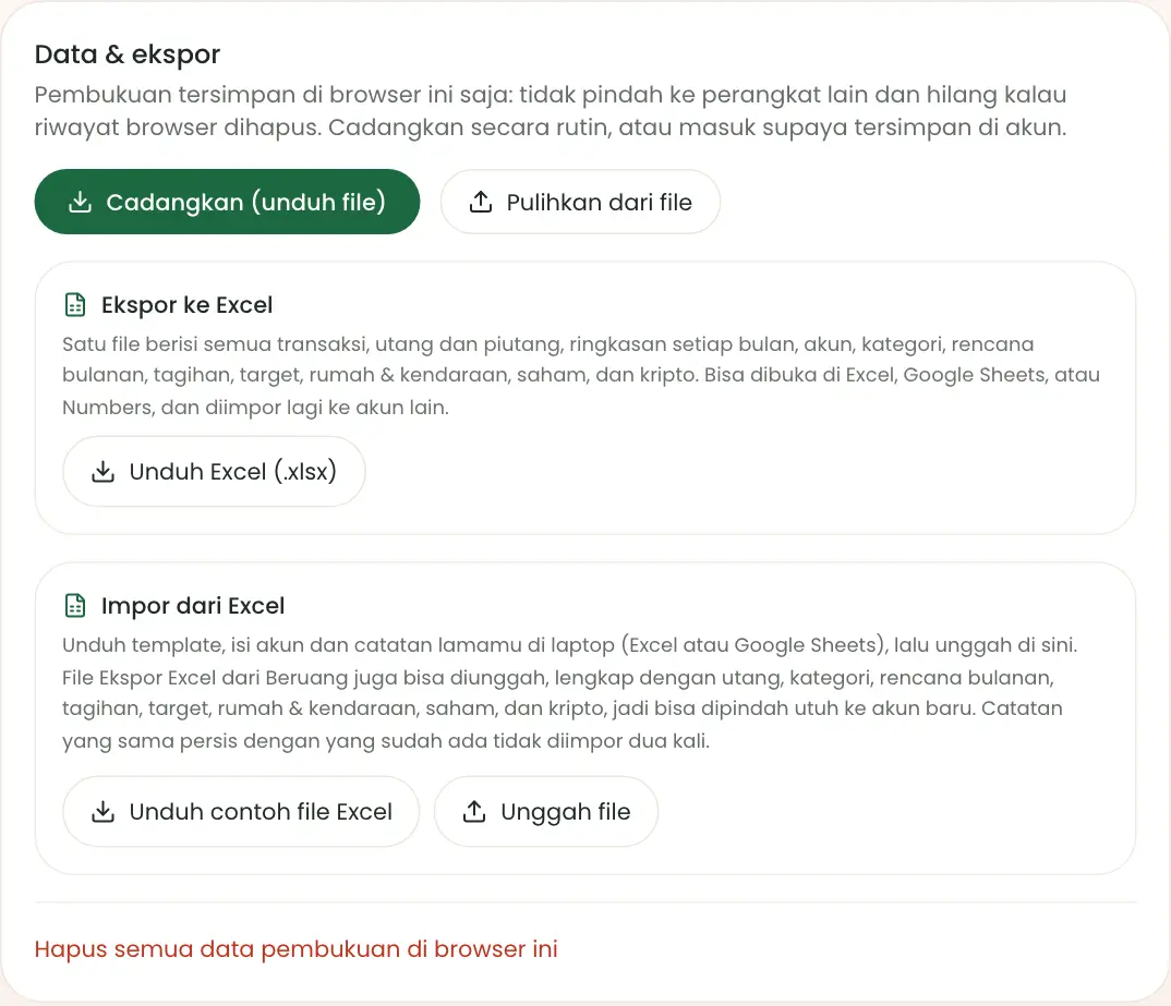 Bagian data dan ekspor