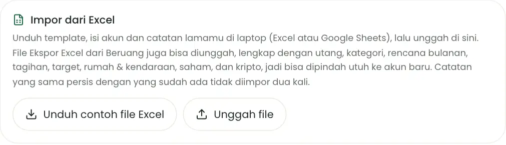 Bagian impor dari Excel