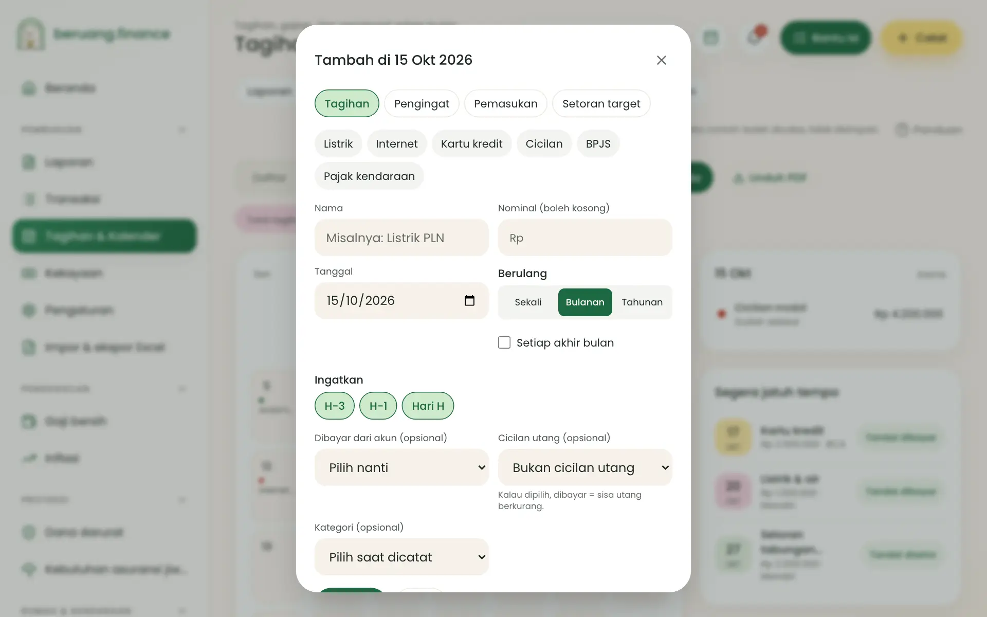 Formulir tambah agenda